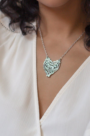 English Lace Sterling Silver Heart Necklace